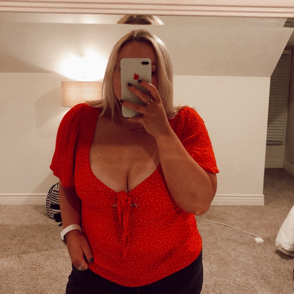 Boutique Red and White Polka Dot Top